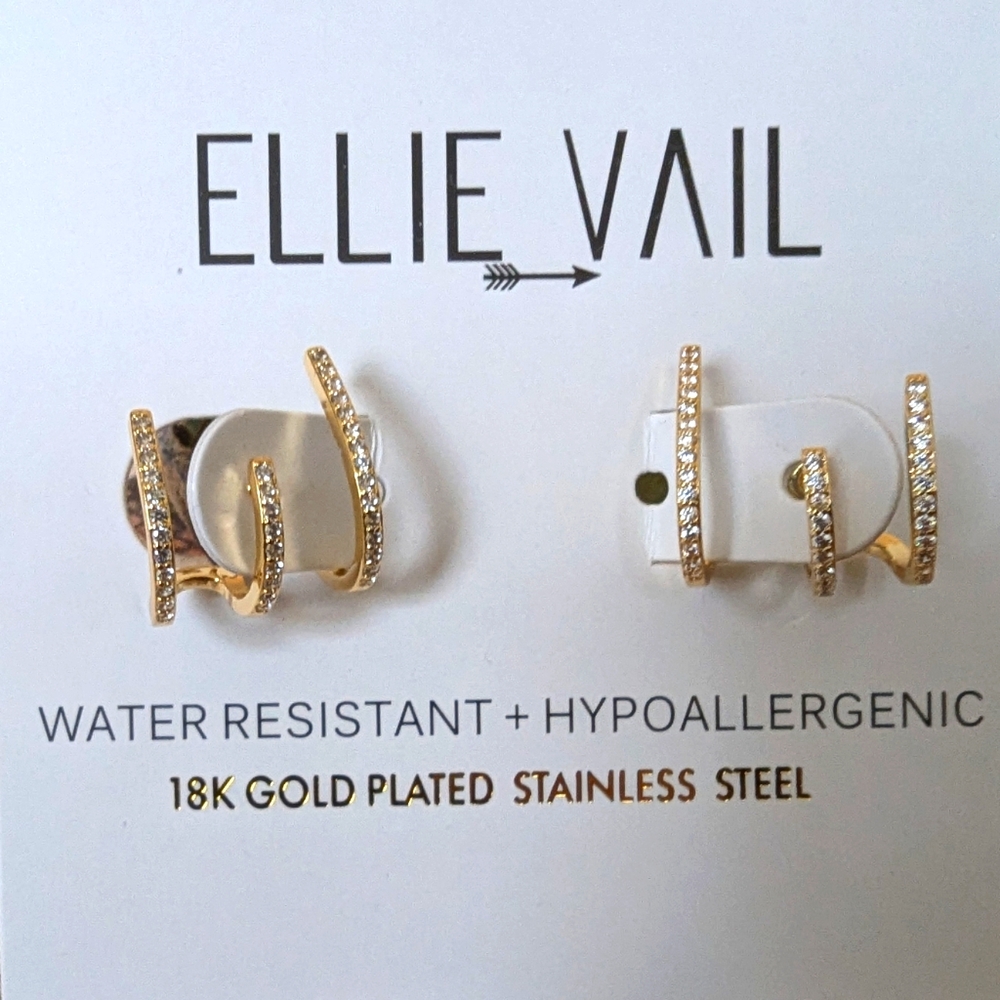 Ellie Vail Cubic Zirconia Climber Earrings in Gold